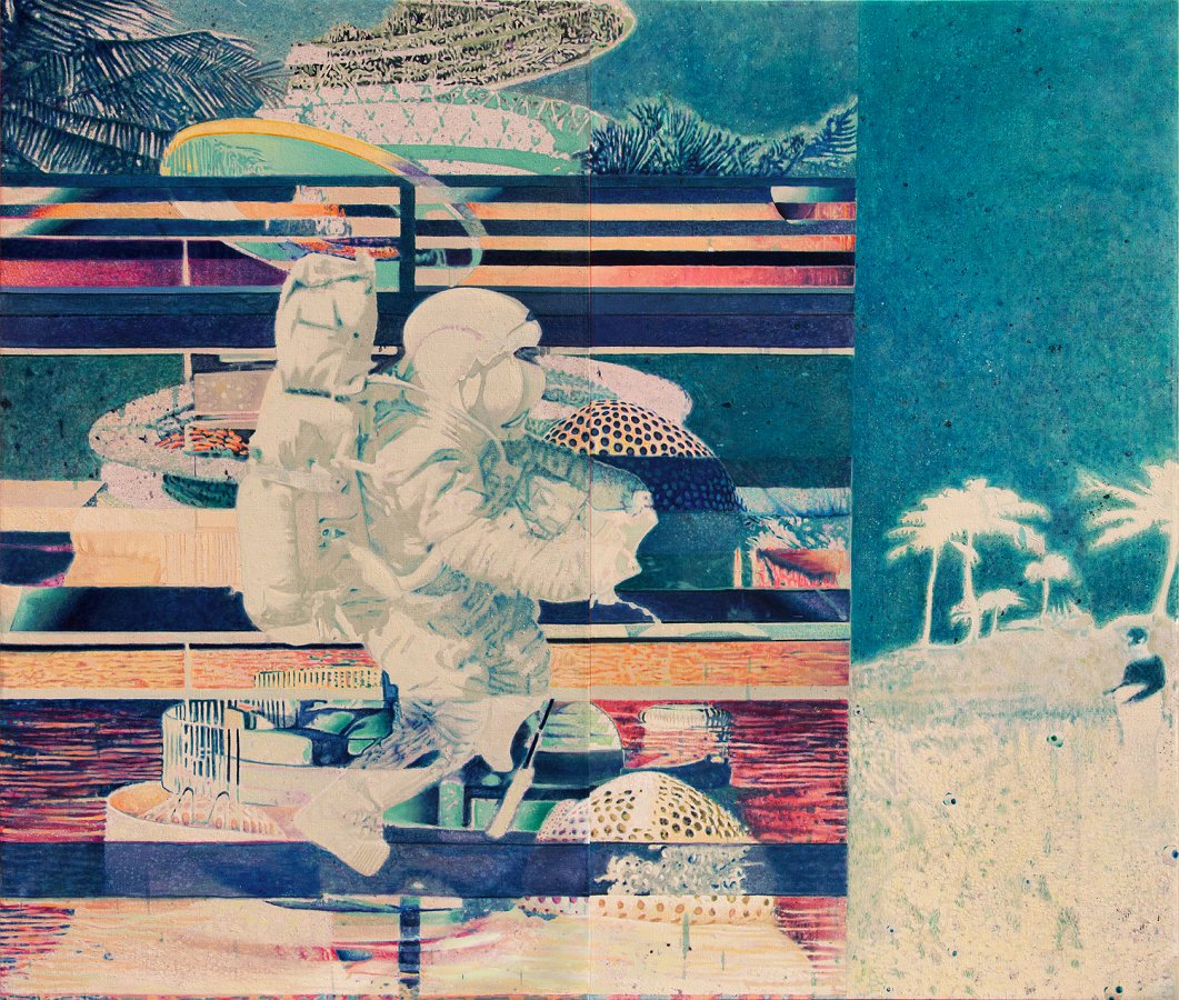 Uroš Weinberger, Blue Haven, 2023, oil on canvas, 220 x 260 cm