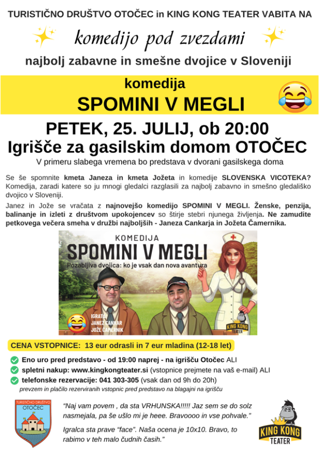 Vabilo na komedijo pod zvezdami