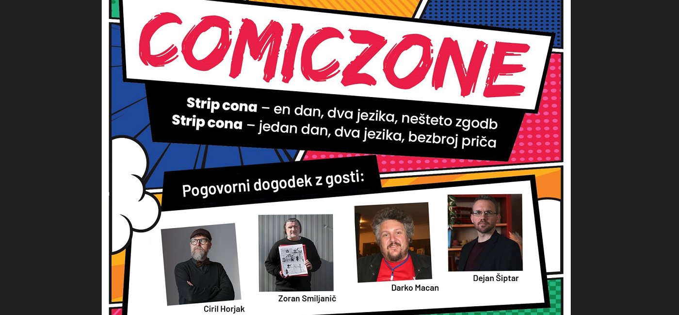 plakat za dogodek strip cono Strip cona v novomeški knjižnici