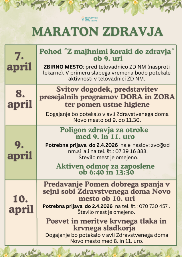 Vabilo Maraton zdravja 2026 (plakat)
