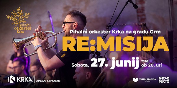 Plakat Pihalnega orkestra Krka z vabilom na koncert. 