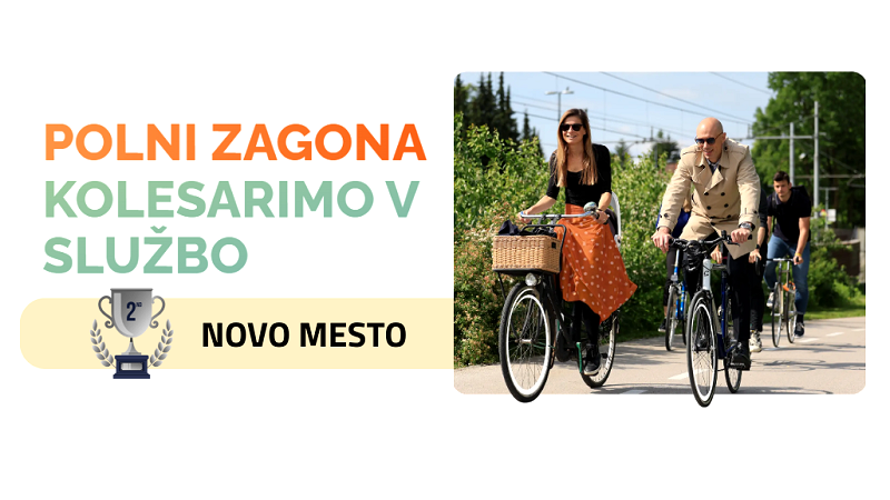 Na fotografiji je uradni plakat izziva Polni zagona, s pokalom za drugo mesto in pripisom Novo mesto