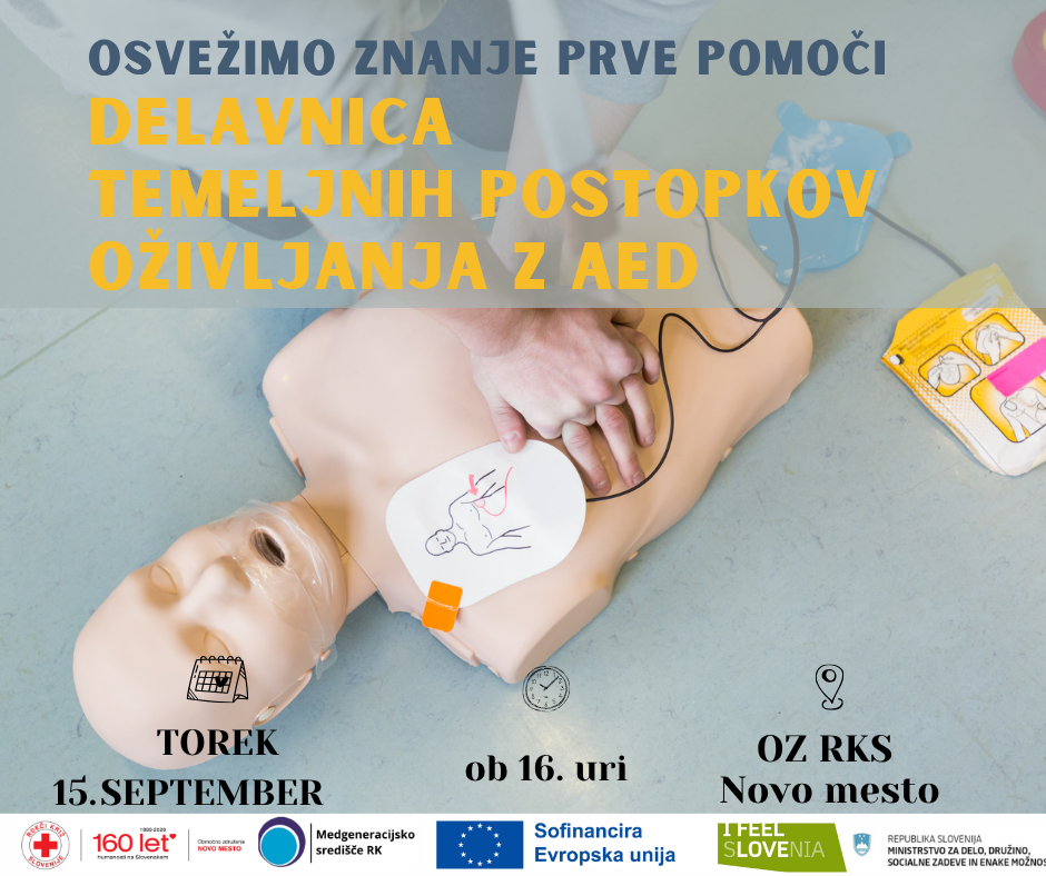 Na fotografiji je plakat z vabilom na delavnico prve pomoči